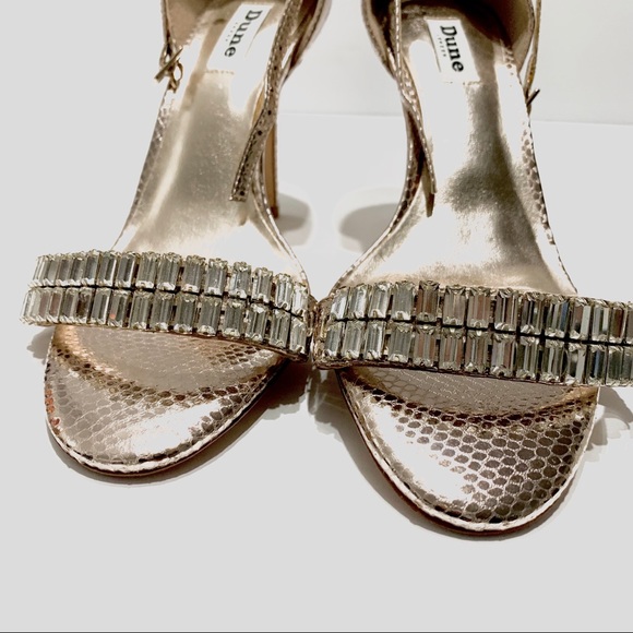 DUNE LONDON GOLDEN BEJEWELED ANKLE STRAP SANDALS - Picture 4 of 16